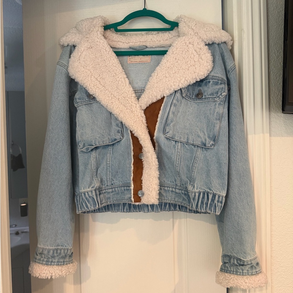 Free People Denim Sherpa Jacket